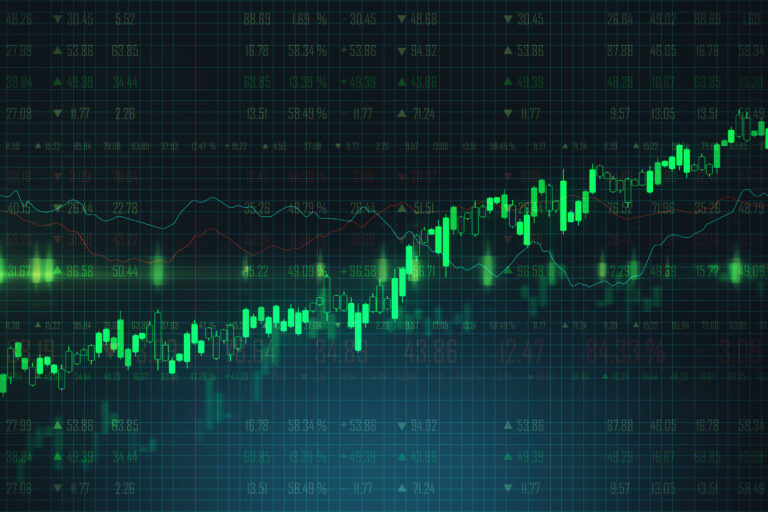 Stock market growth chart on trading screen
